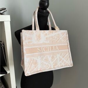 Cream and Tab Sicilia Cotton Tote Bag w/ Attached Wallet #beachbag